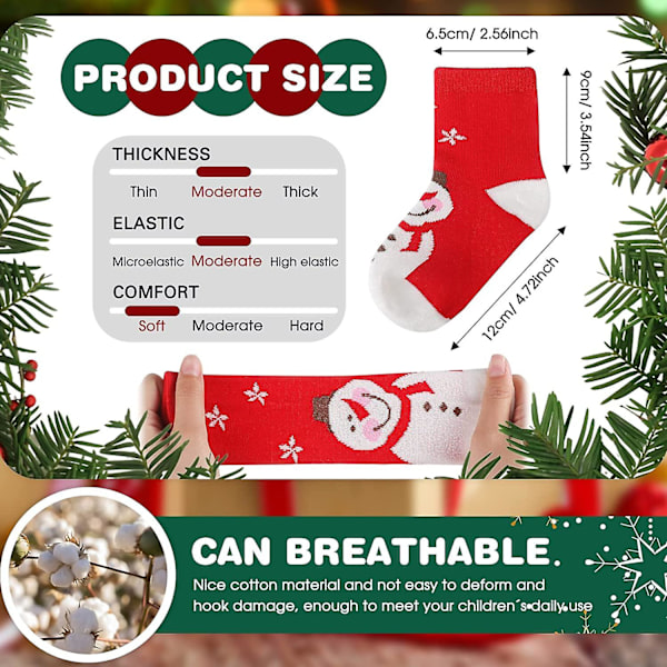 Par jul Toddler Barn Toffelstrumpor Jultomte Snögubbe Barnstrumpor Mjuka Varma Julklappsstrumpor Unisex bomullsstrumpor Julklapp till