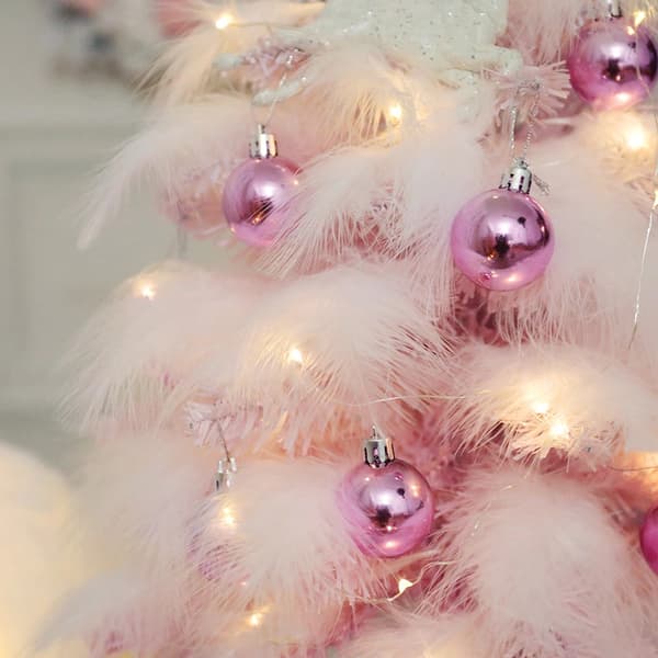 Rosa kunstig juletre med LED-lys - 45 cm