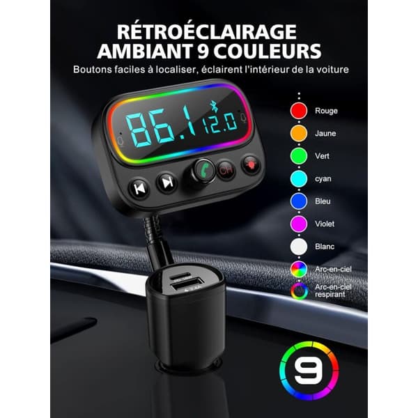 Bil Bluetooth, Snabb USB C 18W Bluetooth 5.0 FM-sändare med 9