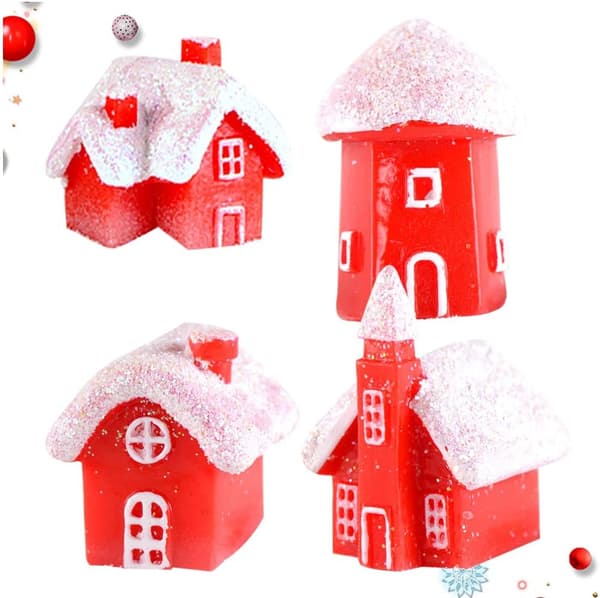 4 st Miniatyr julbyhus
