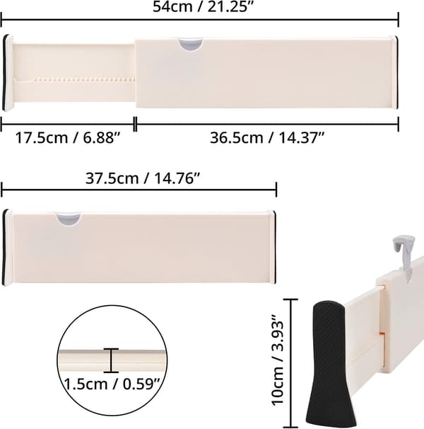 Modulära Plastlådeavdelare (2-pack) - 37,5 x 10 cm - Expan