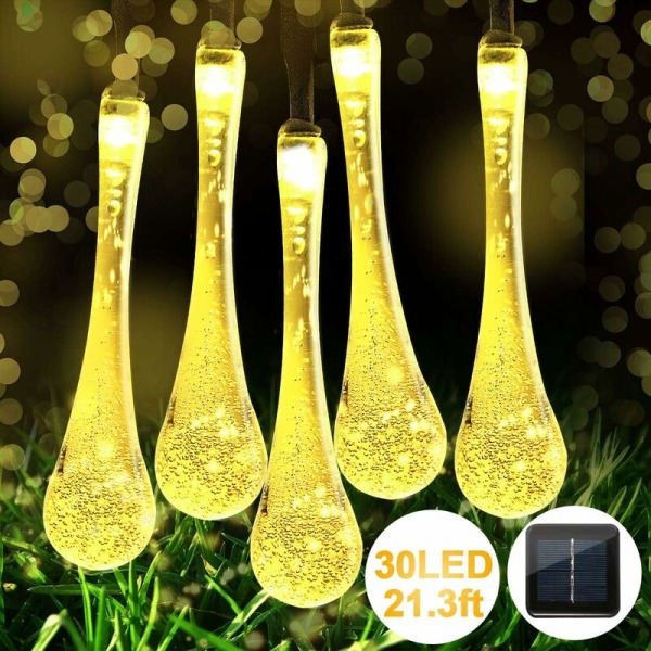 30 LED 6,5 m Solar String Lights för utomhusträdgård 8 lägen, vatten