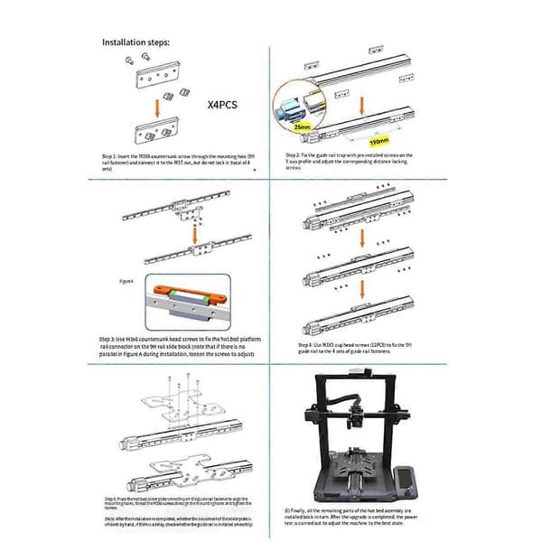 Til 3 S1 Dual Y-akse Opgradering Lineær Skinnesæt til 3 S1 Pro 3D Printer Dele Dobbelt Glideskinnesæt