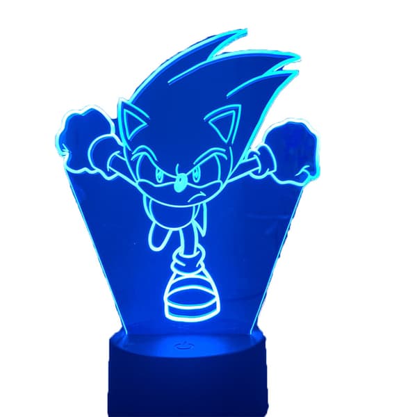 Sonic 3D Nattlampe LED Fargerik fargeskiftende Crack Base + Controller YX37