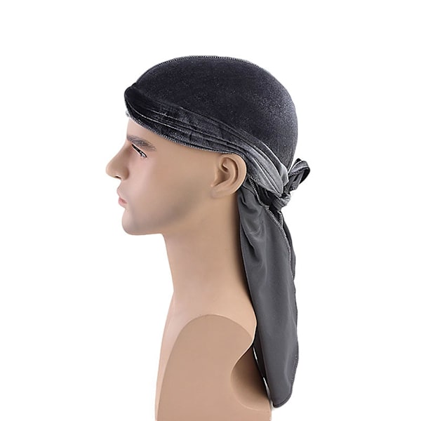 Durag Cap Enfärgad Ultra Mjuk Håll Varm sammet Män Kvinnor Head Wrap med lång svans för vintern