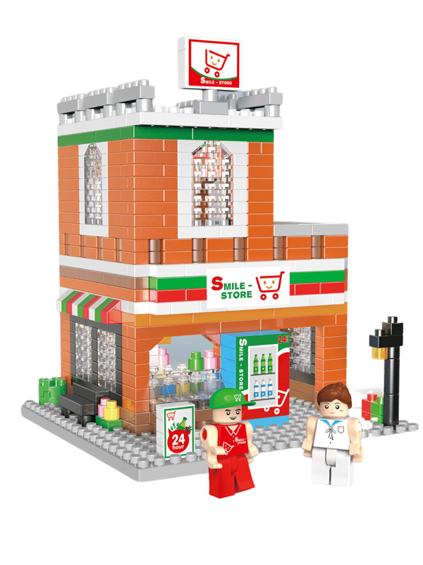 Byggeklods mini by gadescene, dagligvarebutik, 617 dele