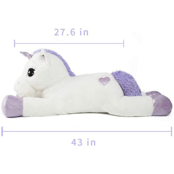 MorisMos Giant Unicorn Gosedjur 32`` Söt mjuk enhörning plyschleksak pink 43" white 23.5"