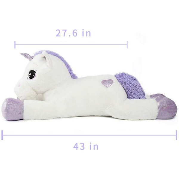 MorisMos Giant Unicorn Gosedjur 32`` Söt mjuk enhörning plyschleksak pink 43" white 32"