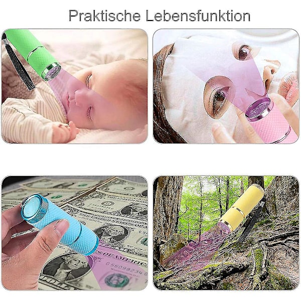 Liten ficklampa med 9 LED-ljus, bärbar lätt nageltork Yellow