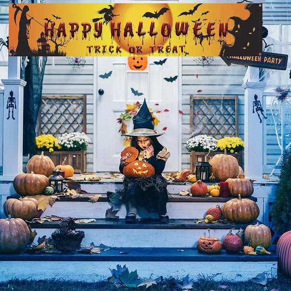 Halloween dekorationer, stort halloween stofbanner til indendørs udendørs bar butiksdekoration, til Halloween fotoboks baggrund plakatdekoration