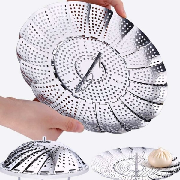 L-Justerbar Rustfri Stål Steamer Insert, Vegetabilsk Steamer, Col