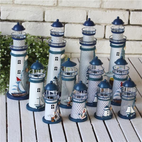 Mediterranean Tower Candle Lighthouse Iron Lysestake hjem Met Random style 1
