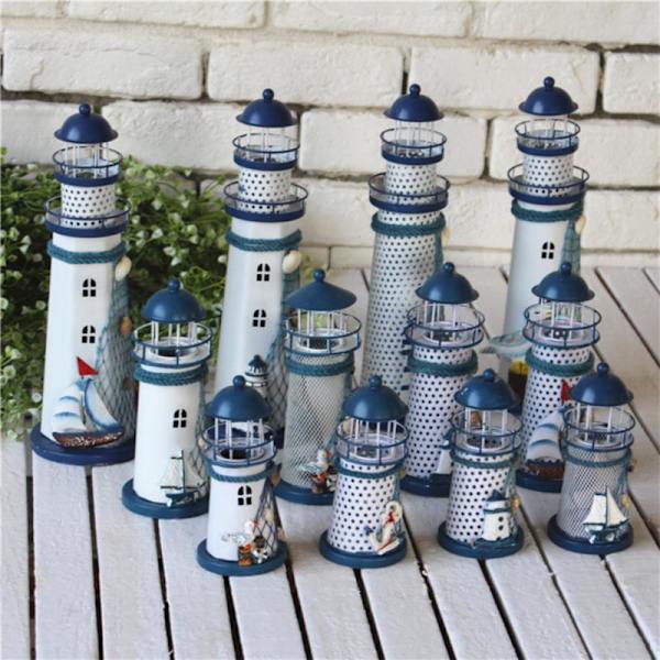 Mediterranean Tower Candle Lighthouse Iron Lysestake hjem Met Random style 2