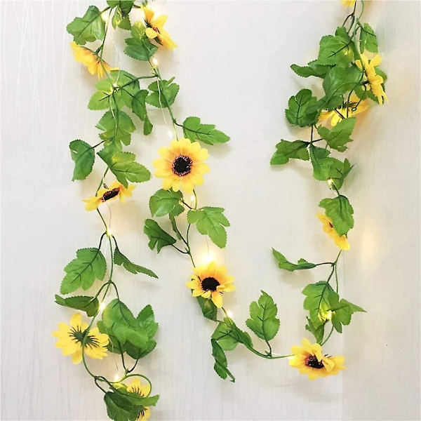 Solrosdekor slingljus, lampa med 20 led, Fairy Night Lights för hem/rum/ sovrum/badrum/ bröllop/fest/trädgårdsdekoration (6,5 ft, batte)