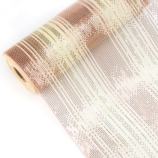 2 rullar Rose Gold Metallic Mesh Band 10 tum x 30 fot (10Yard),