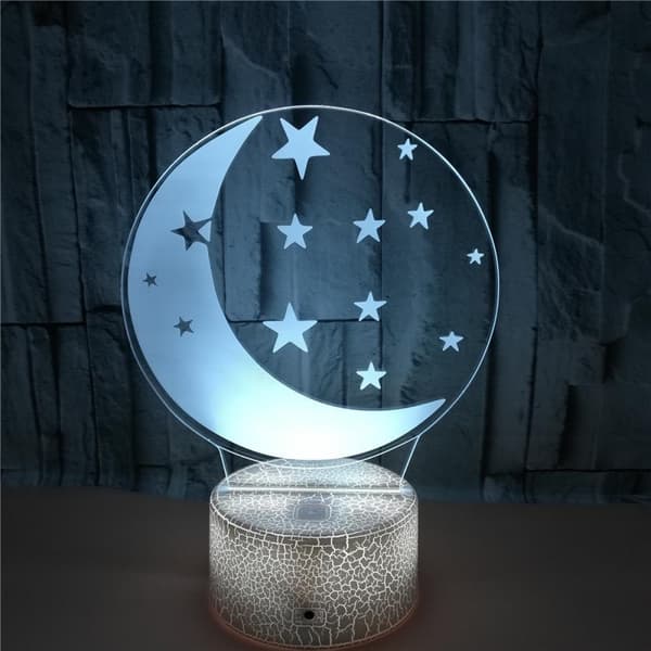Moon 3D Night Light, 7 färger som ändras med Touch & Remote Co