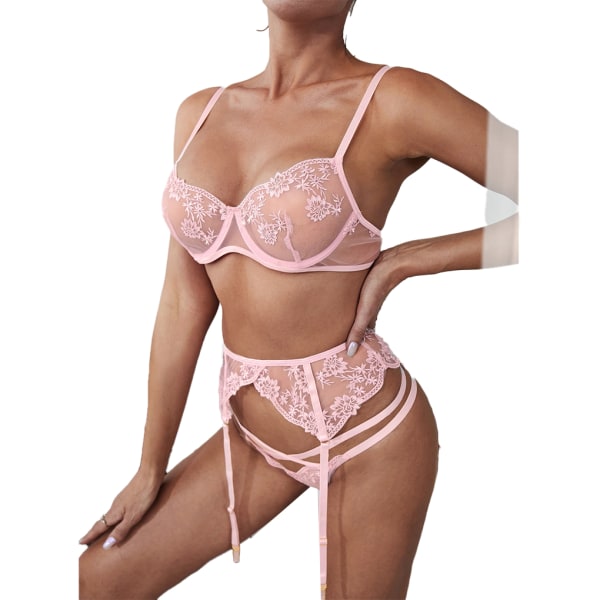 Kvinnor Spets BH Underkläder Set Justerbara Underkläder Assorted M
