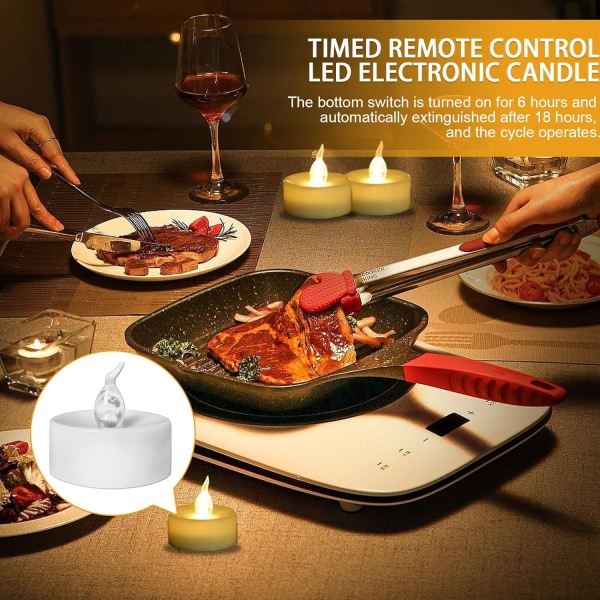 12-pakning LED-lys med timerfunksjon, flimrende flamme, 3,6 x