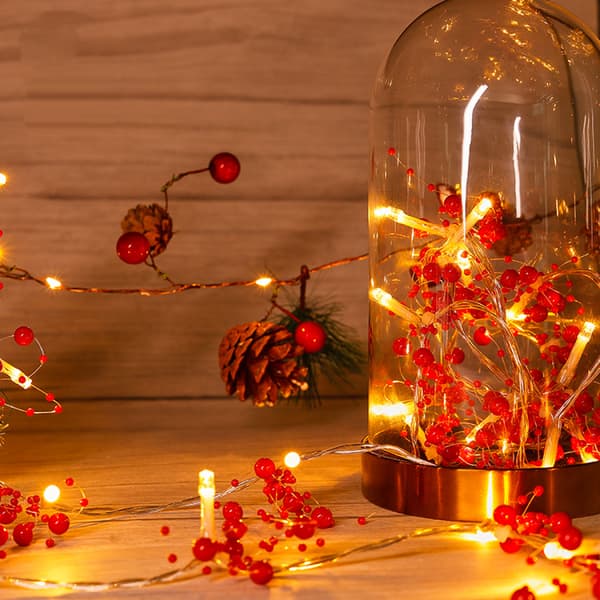 30 LED RÖDA Pearl Berry Fairy Lights, jul