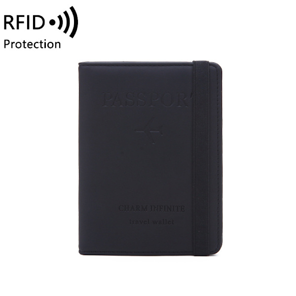 RFID passveske Reise-læretui Case svart black