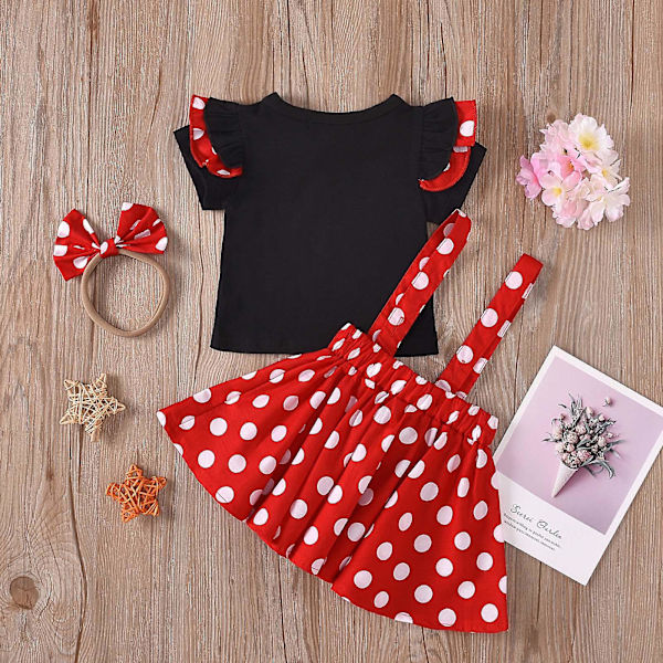 Baby Girl Clothes Baby Clothing Infant Toddler Girls Dots Bow-knot Dress Headband 3pc Outfit Set Baby Clothing 110