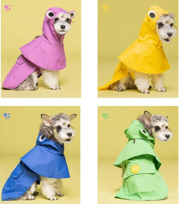 Hund Regnrock Med Huva Söt Pet Poncho Med koppel Hål Light