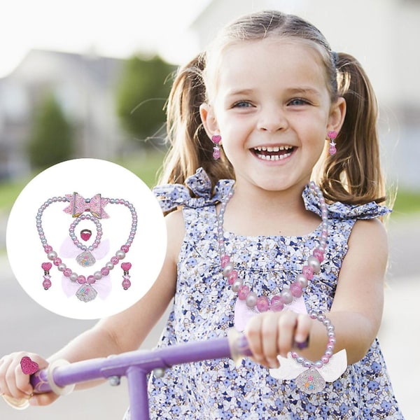 6kpl Sormus Korvakoru Prinsessa Korusetti Pink And White