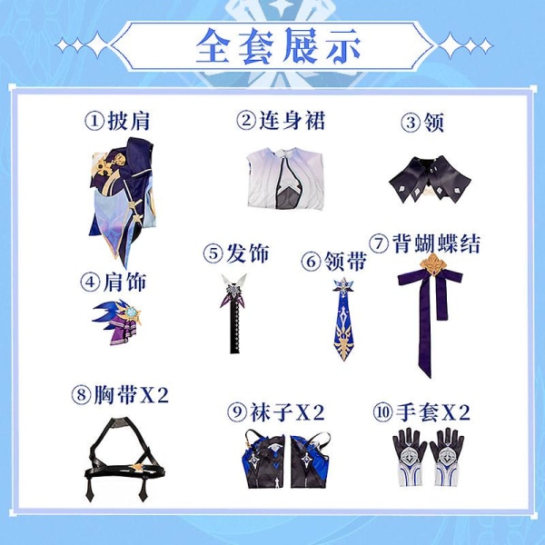 Genshin Impact Costume,genshin Impact Eula Cosplay Costume,spelkaraktär Cyno Cos Uniform Fancy Dress Kläder,genshin Impact Halloween Party Dress Up Wig 36