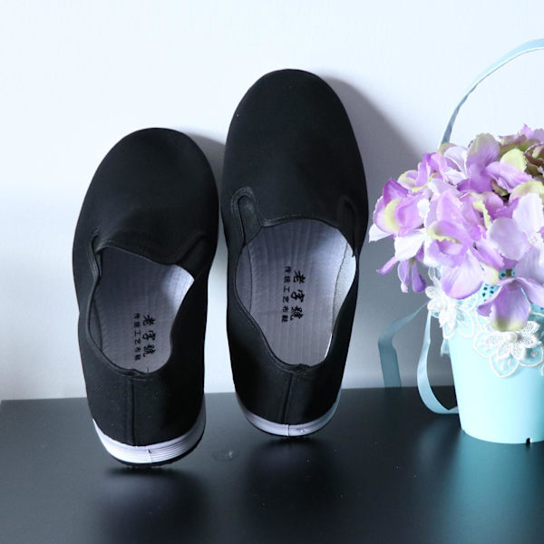 Kinesiske traditionelle Kung Fu Kampsport Tai Slipper Sko Black 42 Size