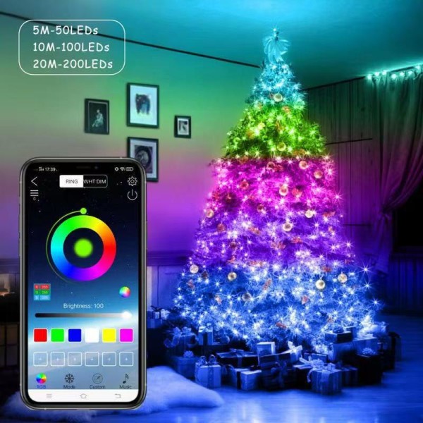 USB bluetooth lightstring telefon APP smart koppartråd dekorativ
