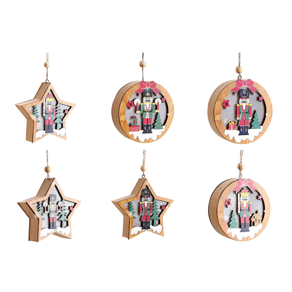 Jul trä hänge med led ljus valnöt soldat hänge för julgran hem fest dekoration hängande prydnad null - C Pentagram