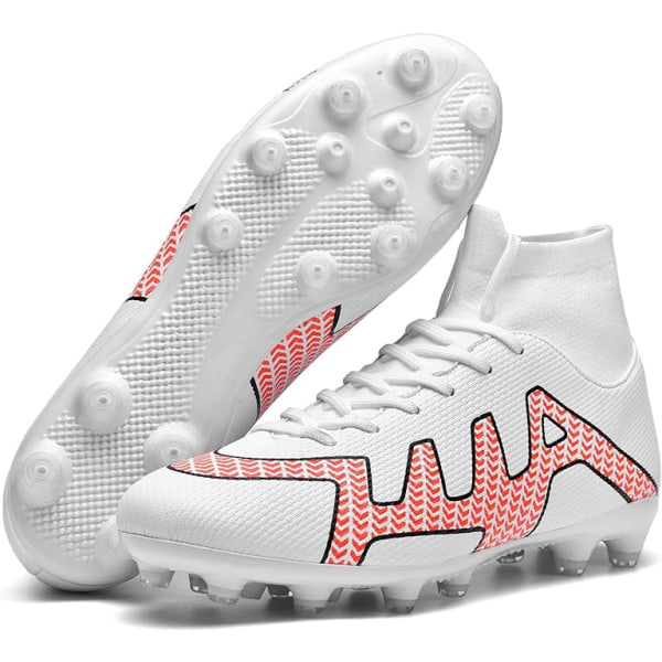 Fotbollsskor Herr Outdoor High Top Spike Ceats Fotbollsskor Professionell friidrott träningsskor white EU41