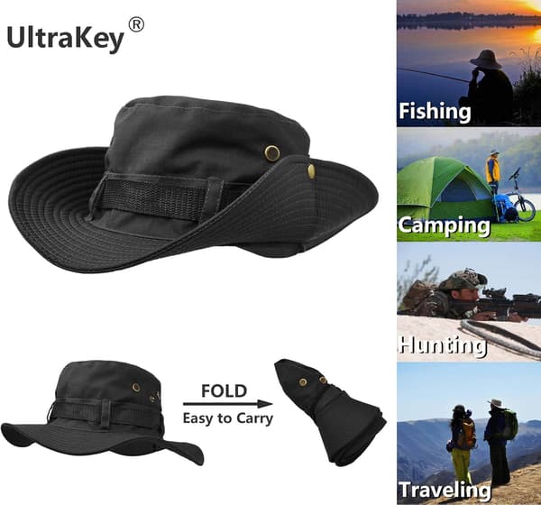 Solhatt med bred brem, dobbelt lag, klassisk militær stil