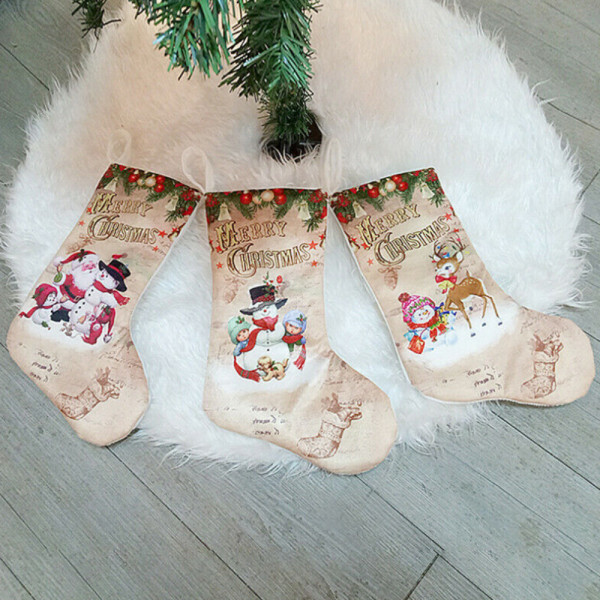 Juldekoration Hängstrumpor hängande godispåse för barn snowman