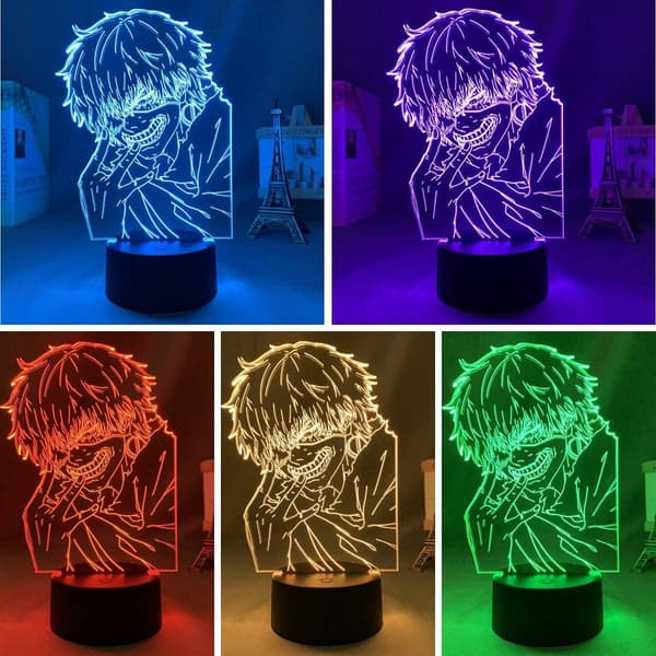 3D LED-lampe Anime natlampe, 16 farver justering, ferie