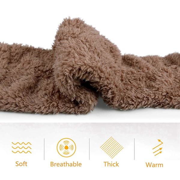 Over Knæhøje Fluffy Strømper Plys Tøfler Strømper Lange Benvarmere Vinterhjem Sove Brown