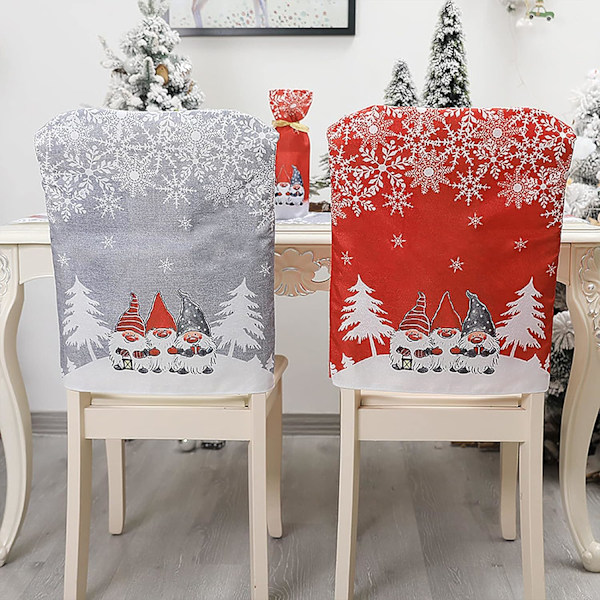 Set med 2 stretchiga tvättbara julstolsryggöverdrag för middagar