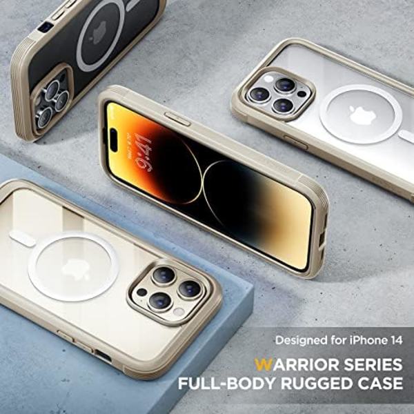 Miracase Glass Series Designad för iPhone 14 Pro Max Case 6,7 tum, [2023 Upgrade] Bumper Case med inbyggd 9H härdat glas Scr Bean Yellow-B