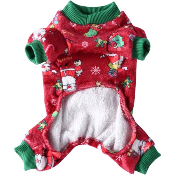 Julemønster genser Pyjamas for små og mellomstore hunder, juleklær Nyttår Jumpsuit for hund Coral Fleece gensere Varm kappe SDZ119 S