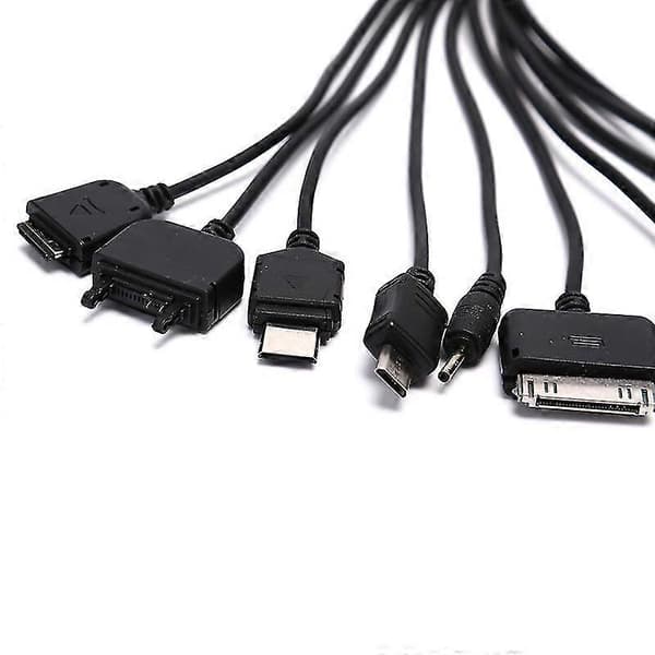 Universell 10-i-1 multifunksjons mobiltelefon spill USB-ladekabel lader