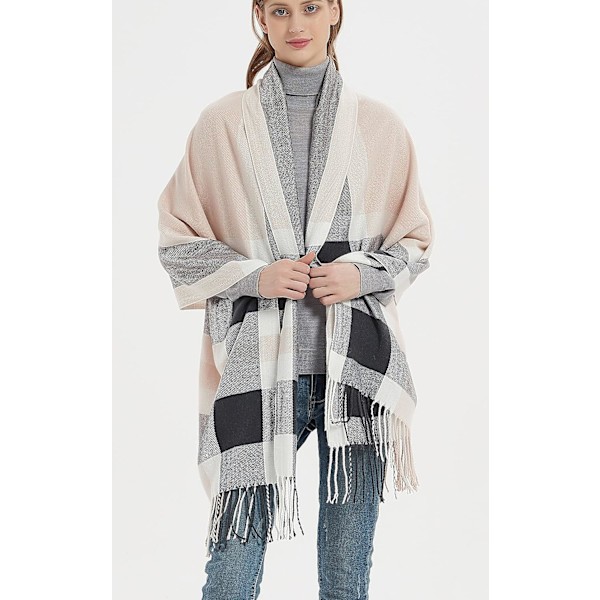 Dammode lång sjal Big Grid Winter Warm Lattice Large Scarf