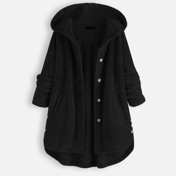 Dam Dubbel Varm Hood Coat ång Päls Cardigan Ytterkläder Jacka Black L