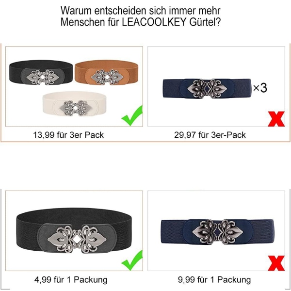 Kvinnor med breda elastiska bälten, elastiska bälten, retrobälten, damklänningsbälten