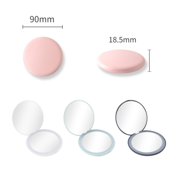 Spejl Bærbar makeupspejl med LED lysring lille skønhedsforstørrelsesglas fyldlys lysbælte white
