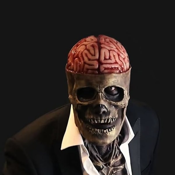 Halloween Cosplay 3D dødningehovedmaske lavet af naturlig latex med bevægelig hage