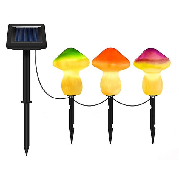Svamp utomhus Söt form Landskapsbelysning Solar Path Lights Trädgårdsdekoration (3st)