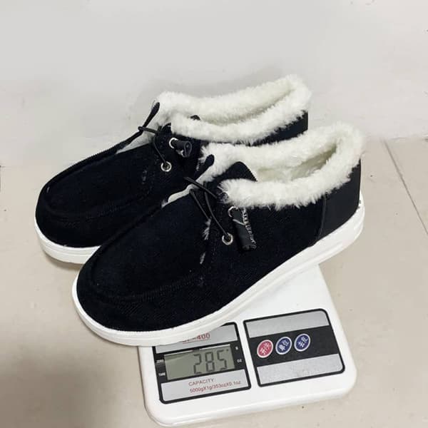 Damer ensfarvede flade Casual Sko Snøring Vinter Hold dig varm Black 37