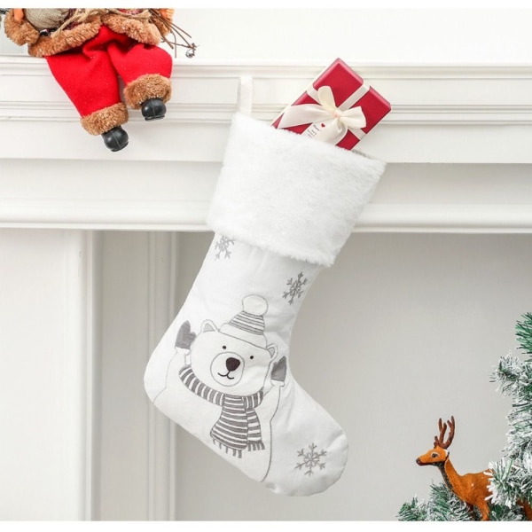 Hvite julestrømper julepynt FOX FOX Fox