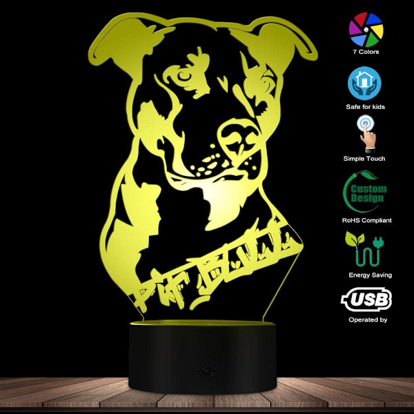 3D American Smart Flexibel Pit Bull Terrier Barnrumsbord L