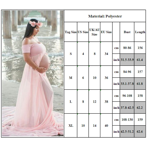 Ode Slit Gravid Langt Skjørt Temperament Strand Lang Kjole White-Sleeveless M